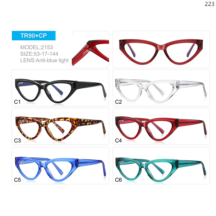 2149-53 Ladies Design Cateye Shape TR90 Computer Optical Glasses with Spring Hinge (2)