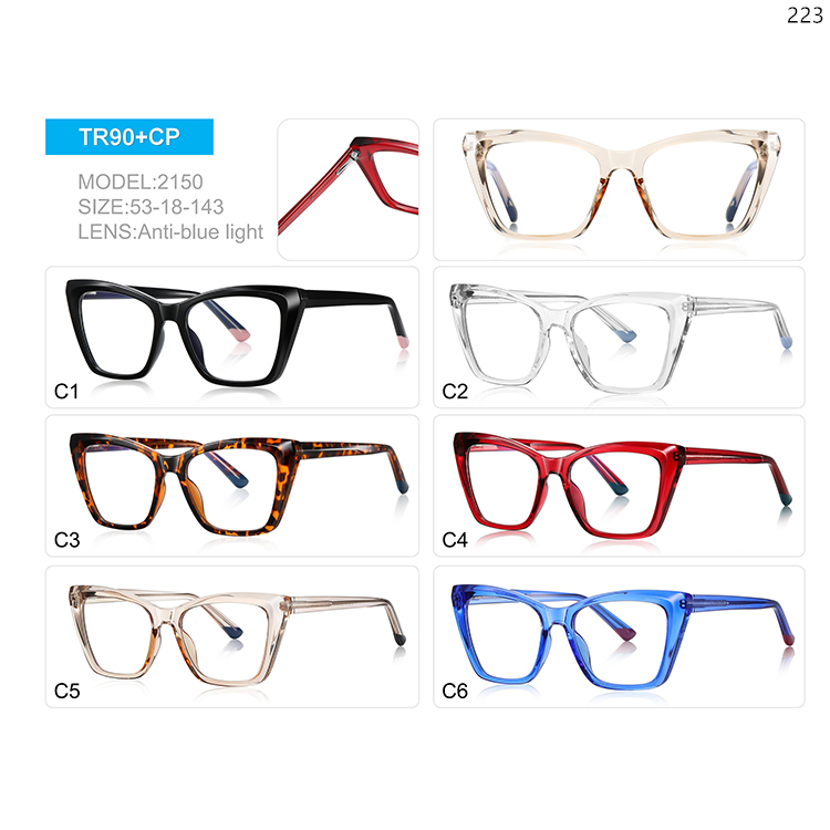 2149-53 Ladies Design Cateye Shape TR90 Computer Optical Glasses with Spring Hinge (5)