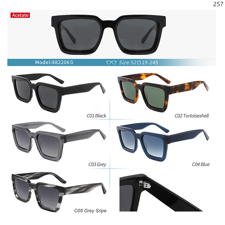882206S-10S New Fashionable Acetate Designer Sun Glasses Sunnies UV400 with Metal Hinge (1)