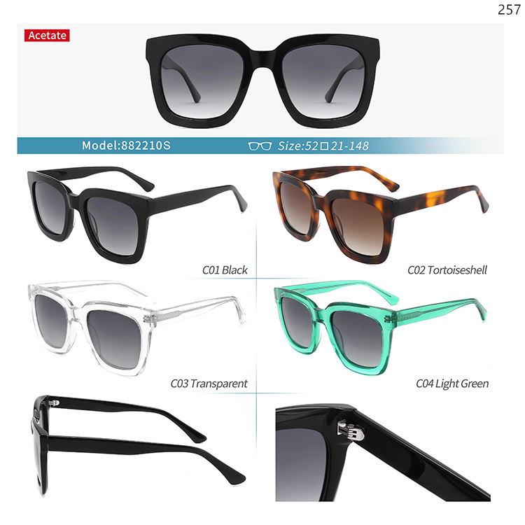 882206S-10S New Fashionable Acetate Designer Sun Glasses Sunnies UV400 with Metal Hinge (5)