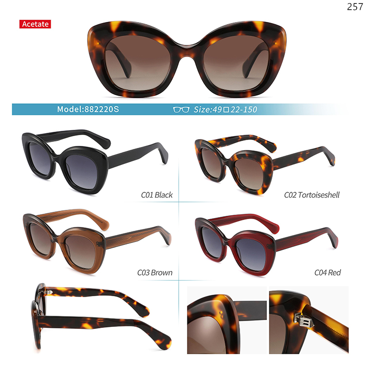 882220S-24S Acetate Thick Frame Wholesale Trendy Sunglasses Sonnenbrillen Großhandel (1)
