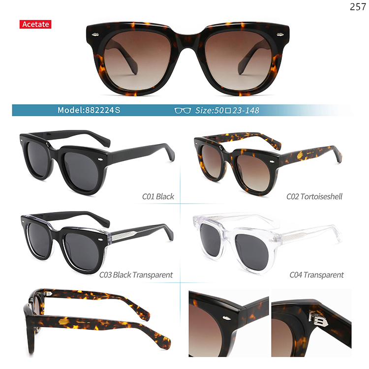 882220S-24S Acetate Thick Frame Wholesale Trendy Sunglasses Sonnenbrillen Großhandel (5)