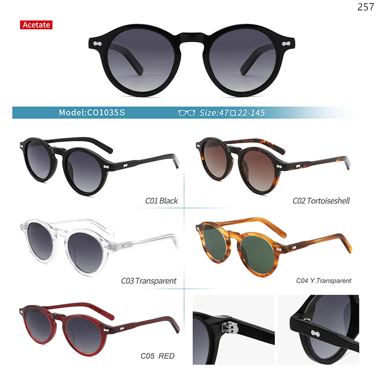 CO1035S-39S Vintage Unisex Acetate Fashionable Sunglasses Sonnenbrille with Metal Hinge (1)