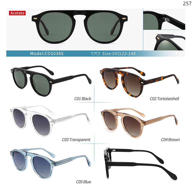 CO1035S-39S Vintage Unisex Acetate Fashionable Sunglasses Sonnenbrille with Metal Hinge (4)