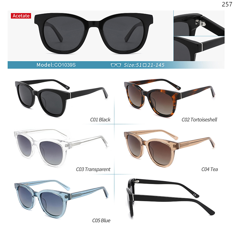 CO1035S-39S Vintage Unisex Acetate Fashionable Sunglasses Sonnenbrille with Metal Hinge (5)