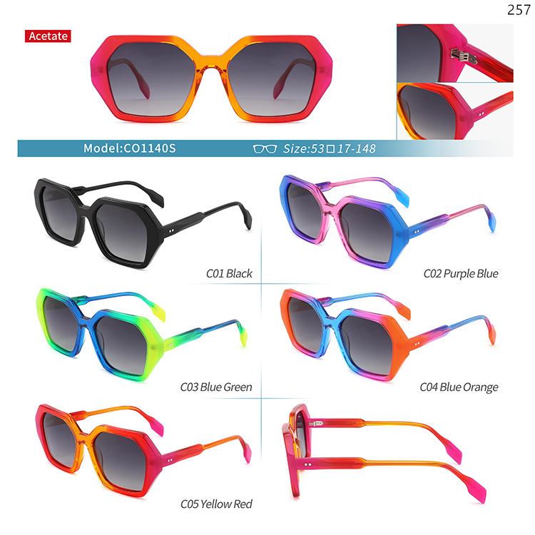 CO1140S-209S High Quality Custom LOGO Acetate Sunglasses Sunwear with Metal Hinge (1)
