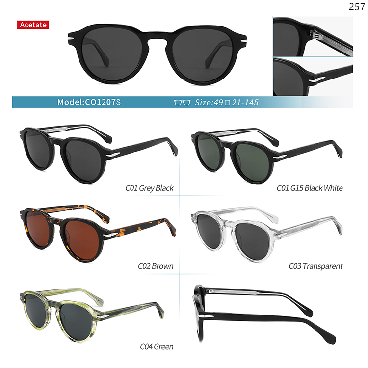 CO1140S-209S High Quality Custom LOGO Acetate Sunglasses Sunwear with Metal Hinge (4)