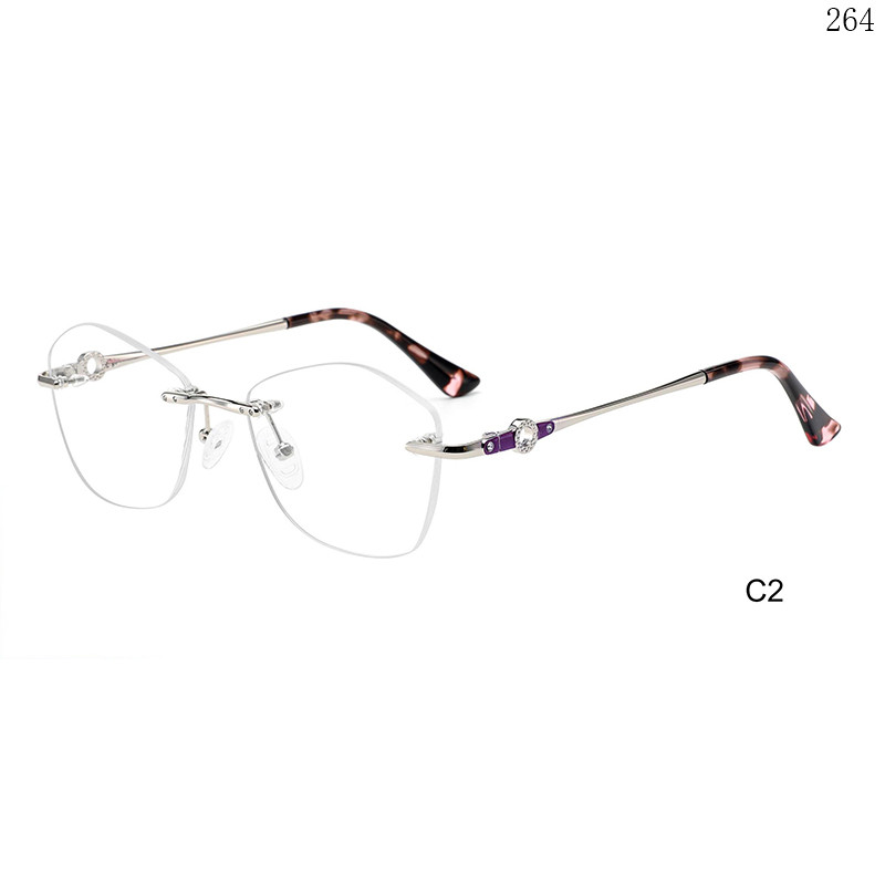 Dachuan Optical 256037 China Supplier Fashion Style Rimless Eyeglasses Frames with Diamonds (7)