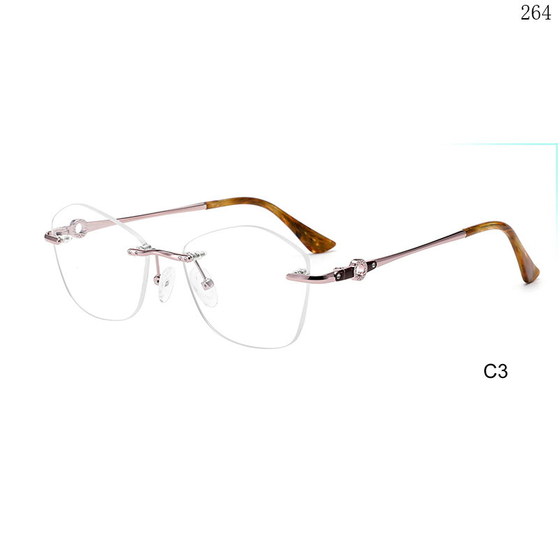 Dachuan Optical 256037 China Supplier Fashion Style Rimless Eyeglasses Frames with Diamonds (8)