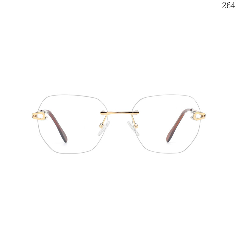 Dachuan Optical 256044 China Supplier Trendy Shapes Rimless Eyeglasses Frames with Colorful Design (2)