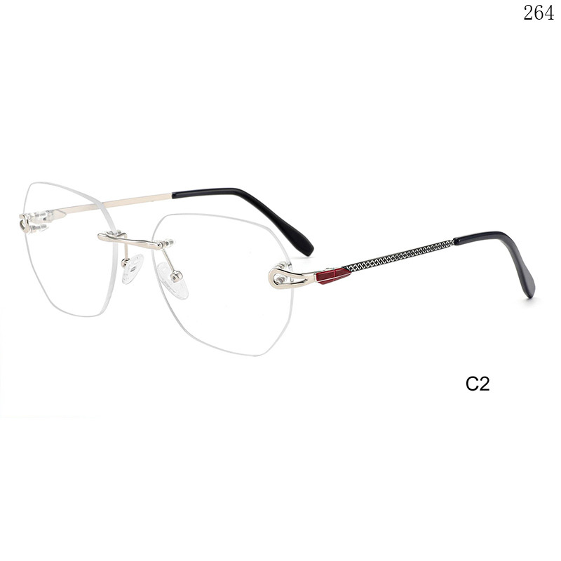 Dachuan Optical 256044 China Supplier Trendy Shapes Rimless Eyeglasses Frames with Colorful Design (7)