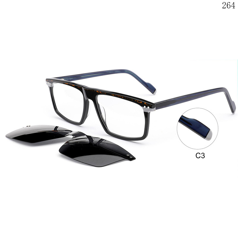 Dachuan Optical BL2849 China Supplier Flat Top Shape Clip On Eyeglasses with Multicolor Splicing (8)