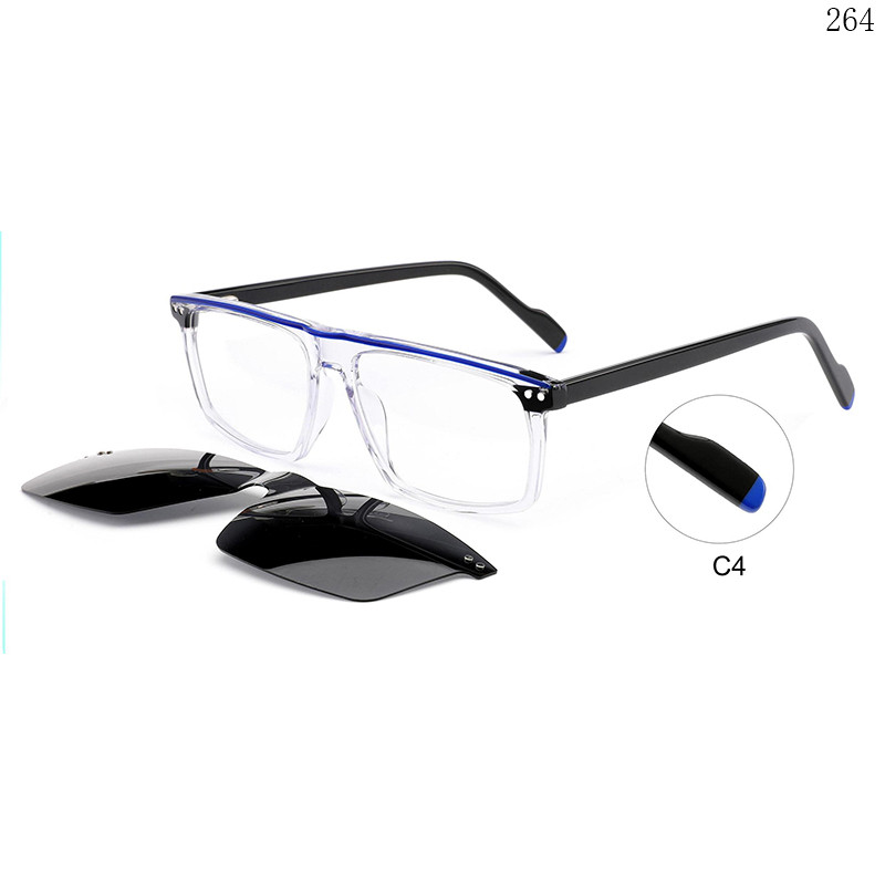 Dachuan Optical BL2849 China Supplier Flat Top Shape Clip On Eyeglasses with Multicolor Splicing (9)